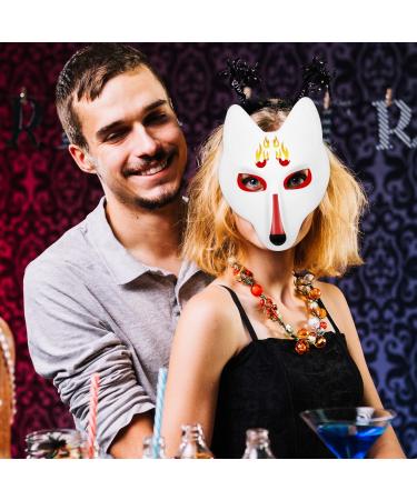Alipis Fox Mask - White Blank Hand-Painted Japanese Style DIY Crafting Mask for Halloween Masquerade & Cosplay - Buy Online on GoSupps.com