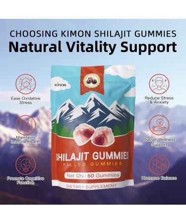 KIMON Himalayan Shilajit Gummies - Grape Flavor Natural Shilajit Gummies for Men & Women Energy Booster with Ashwagandha and 85+ Minerals 60 Gummies - Buy Online on GoSupps.com