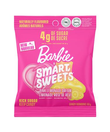 SmartSweets Gummy Candy Barbie Pink Lemonade Dream 50 gram pouches (pack of 14)