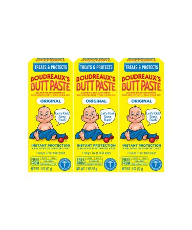 Boudreaux's Butt Paste Original Diaper Rash Cream 2 Ounce (Pack of 3)