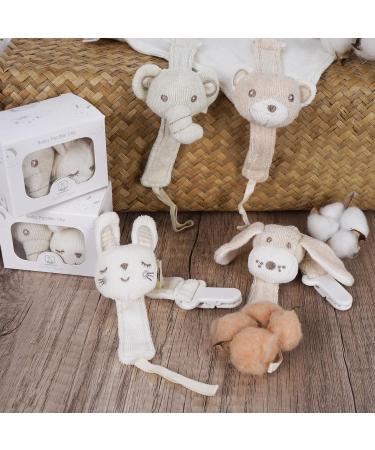2-Pack Organic Cotton Pacifier Chain - Versatile Strap for All Pacifiers & Toys - Cute Rabbit & Dog Designs for Babies (0-36 Months) - Buy Online on GoSupps.com