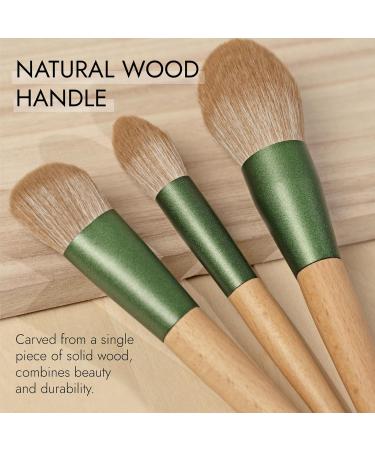 LILUAS Natural Makeup Brushes Set | Premium Wooden Makeup Brushes with Organizer | 10 Piece Foundation & Concealer Brush Set - Brochas Para Maquillaje - Buy Online on GoSupps.com