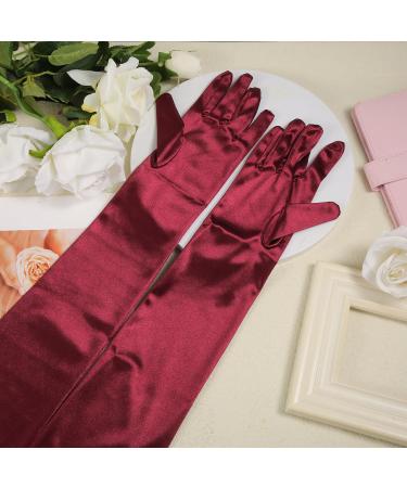 NQEUEPN Women Long Gloves Long Elbow Satin Gloves 21" Stretchy 1920s Opera Gloves Hand Care Moisturizing Gloves for Women Girls Evening Party Dance (Dark Red) - Buy Online on GoSupps.com