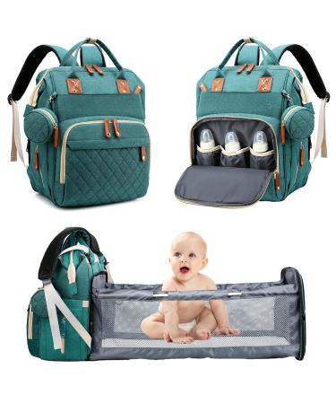 Fexkean diaper bag Baby backpack baby diaper backpacks with a large capacity portable travel diaper bag with foldable children's bed with multifunctional baby bags and mobile diaper pad baby bedruck bag green