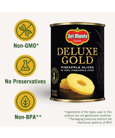 Del Monte Deluxe Gold Pineapple Slices in 100% Juice - 12 Pack 20 oz Cans - Buy Online on GoSupps.com