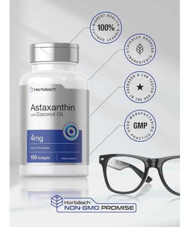 Horb ach Astaxanthin 4mg | 150 Softgels | Supplement from Microalgae | with Coconut Oil | Non-GMO Gluten Soy Free - Buy Online on GoSupps.com