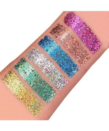 Moon Glitter Holographic Face & Body Glitter Gel Set - 12ml - 6 Colors: Silver Pink Gold Rose Gold Blue & Green - Perfect for Parties & Gifts - International Shipping - Buy Online on GoSupps.com