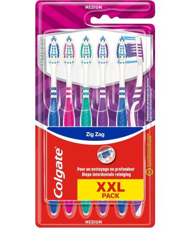 Colgate Zigzag Toothbrush Set - 6 Pack with Cross Bristles for Optimal Interdental Cleaning Bacteria Removal Fresh Breath & Tongue Cleaner - Buy Online on GoSupps.com