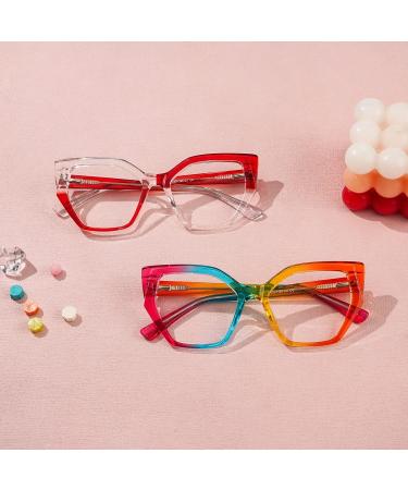 VOOGLAM Rainbow Color Cat Eye Blue Light Blocking Glasses for Women - UV Protection Fashion & Anti Eyestrain - Buy Online on GoSupps.com