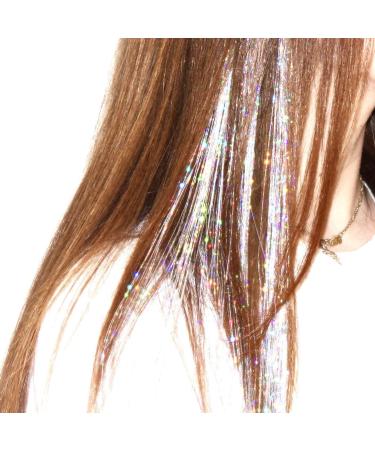 250 Silver Hair Tinsel Extensions - Fairy Holographic Sparkle Glitter Accessory for Women & Girls - Buy Online on GoSupps.com