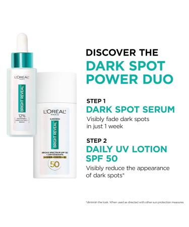 L'Oreal Paris Bright Reveal Niacinamide Dark Spot Serum + Broad-Spectrum SPF 50 Daily UV Lotion + Moisturizer Samples Face Serum + Daily SPF + Moisturizer Samples - Buy Online on GoSupps.com