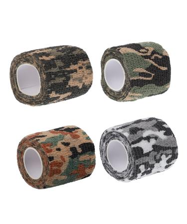 Milisten 4 Rolls Outdoor Camouflage Sports Athletic Tape Cohesive Cotton Wrap Cohesive Bandages Self- Adhesive Wrap Bandages Camouflage Tape Soft Tape Compression Non-Woven Fabric