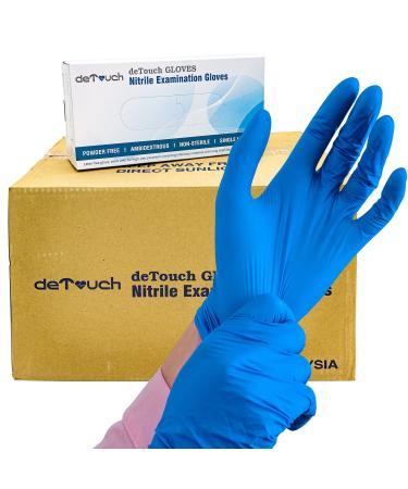 PRO DeTouch Nitrile Exam Gloves (Case of 1000 - Medium) Powder Free Latex Free Disposable For Medical Facility Lab Food Service or Beauty Business Waterproof Synthetic Rubber Gloves 3.2 Mil Medium (Pack of 1000) 1000