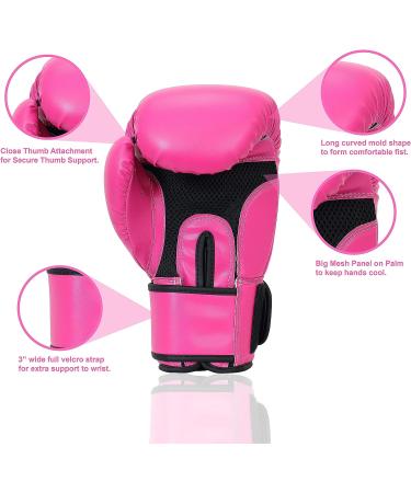 Synthetic Leather Pink Boxing Gloves - 10oz - Ideal for Home Gym Kickboxing Training - Men, Women, Kids - Breathable Mesh Palm - Buy Online on GoSupps.com