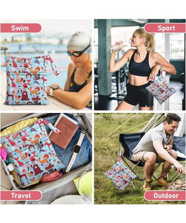 Dioxide Diaper Pocket Wetbag | Waterproof Reusable Laundry Bag for Baby Travel Fitness - Fox Design (2PCs) - Buy Online on GoSupps.com
