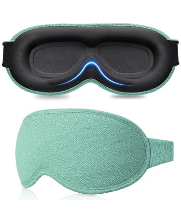 Gritin 100% light blocking sleep mask for women & men No pressure on eyes sleeping glasses ergonomic design 3D eye movement and eyelash-friendly ultra soft & comfortable eye mask cyan