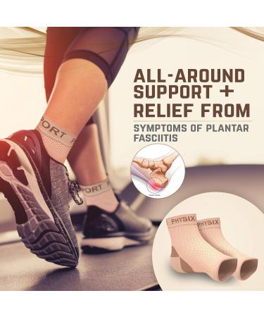 Physix Gear Plantar Fasciitis Compression Ankle Socks Toeless Arch Support Sleeve for Achilles, Heel Spurs, Swelling XXL 1 Pair (Beige Nude) - Buy Online on GoSupps.com
