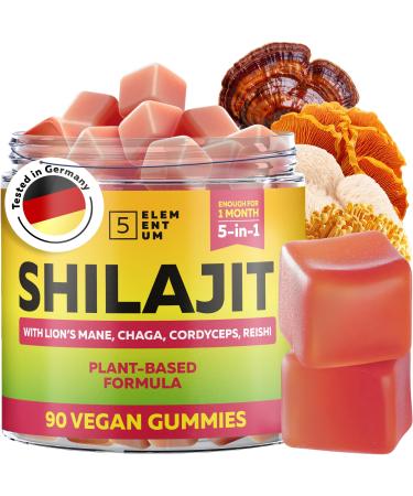 5 elementum Original Shilajit Gummies 2200 mg 90 pieces Premium Shilajit Gummies with Lions Mane Reishi Chaga & Cordyceps Himalayan Shilajit for energy and vitality with the aroma of watermelon Watermelon 90 Gummies