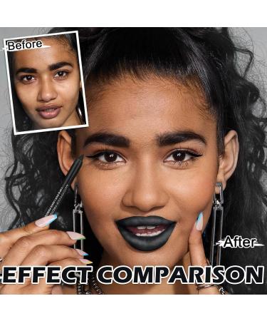 Black Lipstick Lip Liner Set - Long Lasting Pearlescent Liquid Lipstick & Gloss for Halloween & Goth Makeup - Buy Online on GoSupps.com