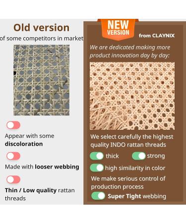 CLAYNIX 18 Width Rattan Webbing for Caning Projects - Natural Pre-Woven Open Mesh Cane - (2 Feet) | Natural Rattan Cane Webbing - Buy Online on GoSupps.com