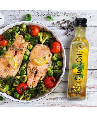 Olive Oil with Dried Lemon Zest 250ml - Lemon Infused Olive Oil - Olive Oil with Spices - Fresh Olive Oil - Cooking Olive Oil - Good for Salad - Natural Taste - Buy Online on GoSupps.com
