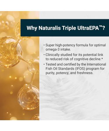 Naturalis Triple Strength UltraEPA EPA 1000mg | Pharmaceutical Grade High Purity 99% Omega-3 with 96.5% EPA Burpless Fish Oil | IFOS Certified Sustainably Sourced Non-GMO | 30 Softgels - Buy Online on GoSupps.com