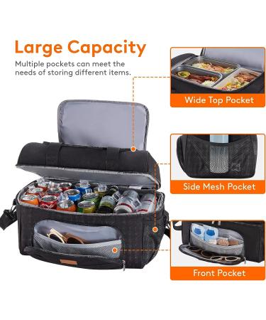 Lifewit Large Cooler Bag 32-Can Insulated Lunch Bag - Lightweight & Portable Double Layer Design for Picnic, Beach, Work, & Trips - Black - Buy Online on GoSupps.com
