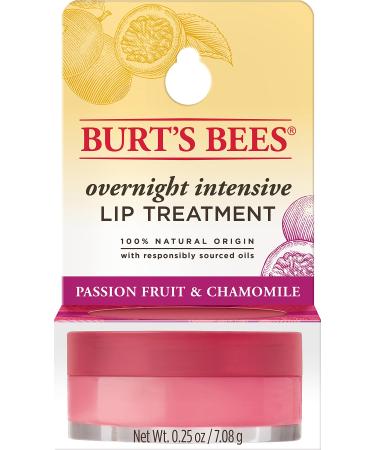 Burt's Bees Overnight Intensive Lip Treatment, Moisturizing Lip Care, Passionfruit & Chamomile, 100% Natural, 0.25 Ounce Passion Fruit Lip Treatment 1 Count