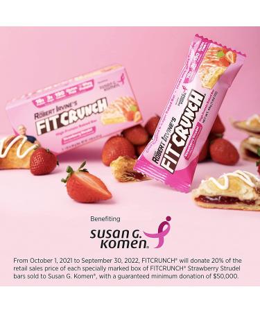 FITCRUNCH Snack Size Protein Bars - Susan G. Komen Benefit - High Protein, Low Sugar, Soft Bake - Strawberry Strudel (9 Bars) - Buy Online on GoSupps.com