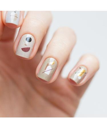 Avoa Beauty Nail Film - Mid Century Magic | Brown Beige White Gold Geometric Nail Art Wraps | 16 Self-Adhesive Long-Lasting Designs for Stunning Nails - Buy Online on GoSupps.com