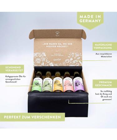 Timber Taste Vinegar & Oil Gift Set for Women - 5 Exquisite Essential Food Oils - Perfect Mother's Day Gift Box - Vitalizing Kochbox Set (5x40ml) - Buy Online on GoSupps.com