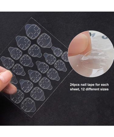 50 Sheet Waterproof Double Sided Fake Nail Adhesive Tabs Transparent Gel Nail Tape Self Adhesive Perfect for Professional and Family Use with 12 Different Sizes - Buy Online on GoSupps.com