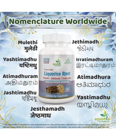 Ayushya Liquorice Root Capsules - 60 Natural Capsules with Yastimadhu, Mulethi, Jethimadh - Buy Online on GoSupps.com