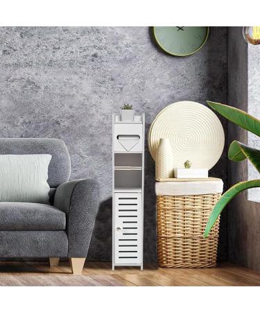 TUOXINEM Small Bathroom Storage Cabinet with One Rod for Small Spaces Over The Toilet Storage Cabinet for Bathroom Storage Slim Toilet Paper Storage Cabinet with 4 Tier Design Fit Mega Roll (White) - Buy Online on GoSupps.com