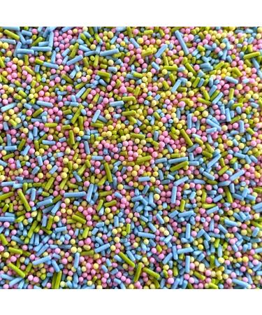 Pastel Mixed Sprinkles - 100g of Cake Sprinkles Toppers Decorations Pink Yellow Blue Green 100s 1000s Strands