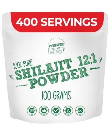 Purisure Shilajit Powder | 40% Fulvic Acid Content | 12:1 Pure Himalayan Shilajit Extract | Powerful Antioxidant, Immunity Booster, Energy Revitalizer, & Memory Enhancer for Men & Women | 400 Servings