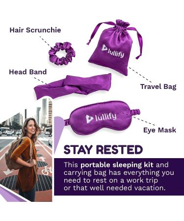 Lullify Silk Sleeping Mask and Travel Kit with Headband and Scrunchie for Healthy Natural Sleep Anywhere - Buy Online on GoSupps.com