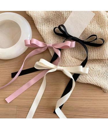 5PC Silky Satin Hair Bows Hair Clip Ribbon Ponytail Holder Accessories Black Bow Hair Clip Hair Bows for Women(Black/Red/Purple/Pink/White) - Buy Online on GoSupps.com