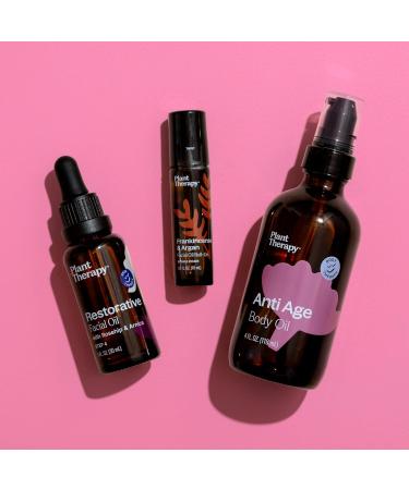 Plant Therapy Anti Age Bundle Including Frankincense & Argan Facial Oil Roll-On (10 mL) Restorative Facial Oil (30 mL) & Anti Age Body Oil (4 oz) - Buy Online on GoSupps.com