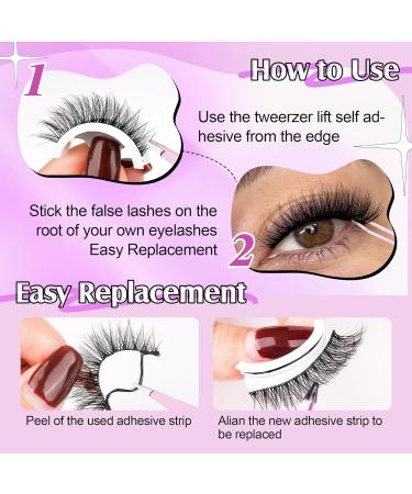 WiwoSEO Self Adhesive Eyelashes | No Glue Needed Natural Look Reusable & Waterproof - 3 Pairs Pack (A-16MM) - Fluffy Wispy Lash Extensions - Buy Online on GoSupps.com