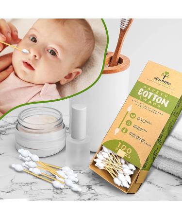 Biodegradable Bamboo Cotton Swabs for Babies | Safe Organic Ear Cleaning & Makeup | Eco-Friendly 100pcs Pack - Buy Online on GoSupps.com