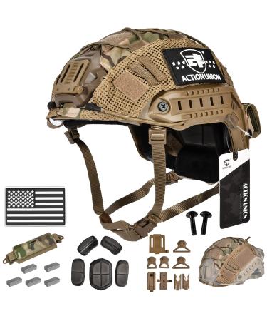 ACTIONUNION Airsoft Fast Helmet Pro Set PJ Type Tactical Paintball Helmet Tan Set