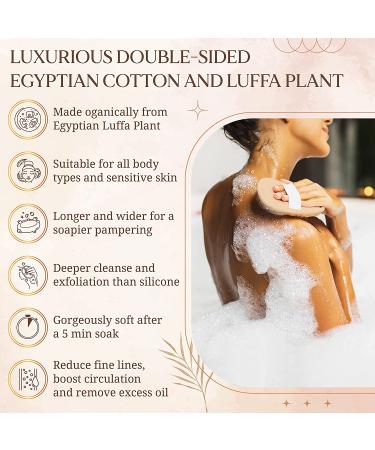 2 Pack Egyptian Natural Loofah Pads - Vegan Exfoliating Body Scrubber for Deep Cleansing Face, Back, and Body - Double Sided Luffa Sponges with Exfoliating Washcloth Side - 6.9 x 4.7 Inches - Buy Online on GoSupps.com