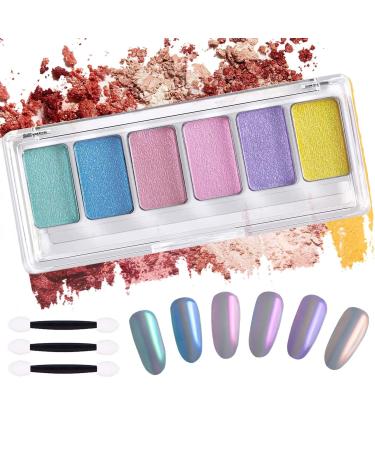 Chrome Nail Powder  Metallic Mirror Powder  Nail Art Manicure Kit DIY Salon Home Gifts for Women 6 in 1 by Beaucare(Pastels)