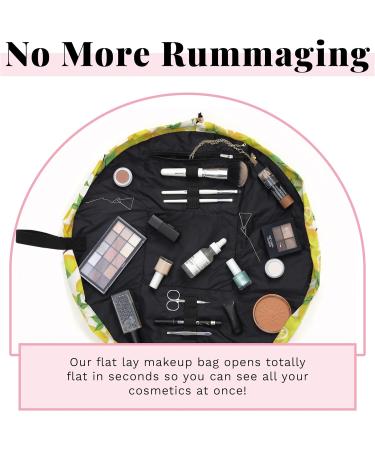 Full-Size Flat Lay Makeup Bag with Compartments - Bottle Green Leather Monochrome - Buy Online on GoSupps.com