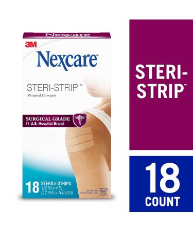 Nexcare Steri-Strip Wound Closure - Breathable Strips for Small Wounds Ideal After Sutures or Staples - 18 Count - Buy Online on GoSupps.com