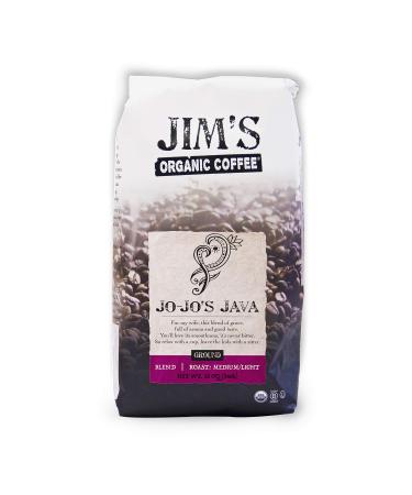 Jim’s Organic Coffee – Jo-Jo’s Java Blend – Medium / Light Roast, Ground Coffee, 12 oz Bag