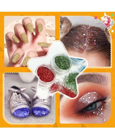 Glitter Tattoo Kids Set - 30 Colors, 147 Stencils, Brushes, Glue - Arts Glitter for Girls, Boys, Birthday, Festival - Gifts for Kids & Adults - Yellow - Buy Online on GoSupps.com