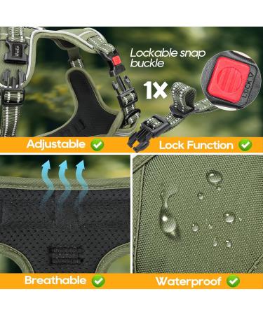 Heele Adjustable Dog Harness - Reflective Lockable Snap Anti-Train Green | Best for Running & Comfort (L: 43-86cm) - Buy Online on GoSupps.com