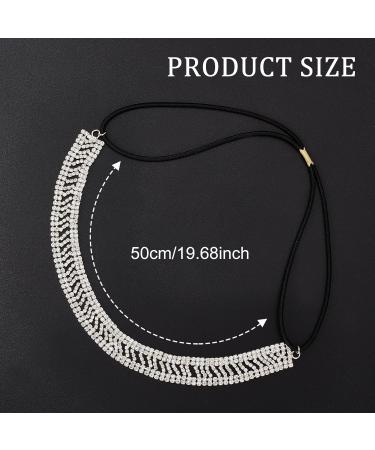 NICENEEDED Elastic Hair Jewelry Head Chain Rhinestones Forehead Headband Bohemian Crystal Hair Band Bridal Sparkly Silver Tiara Headpieces Hair Accessories for Wedding Party Prom Women Girls - Buy Online on GoSupps.com